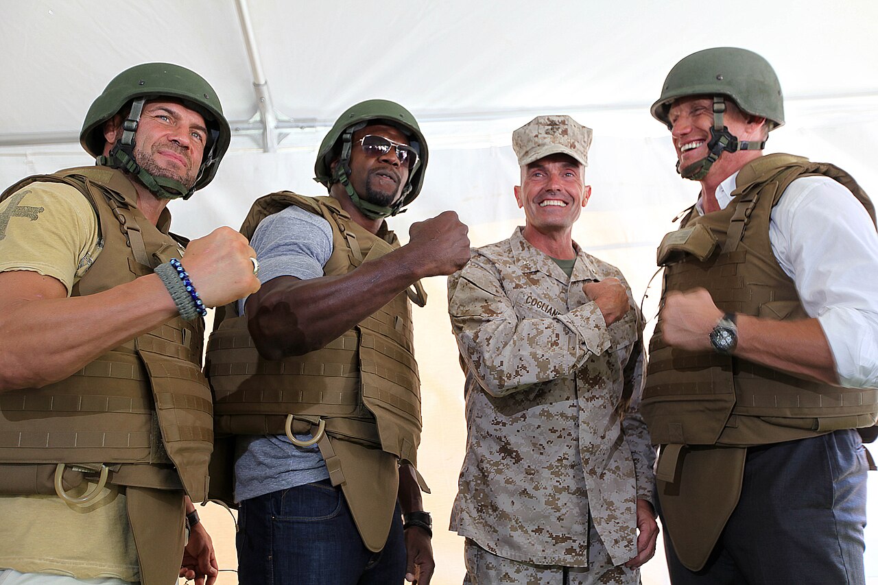 Dolph Lundgren: From Ivan Drago to Memoir Author at 68 - File:Randy Couture - Terry Crews- Vincent A Coglianese - Dolph Lundgren (Marine Corps Base Camp Pendleton for the premiere of The Expendables 2).jpg