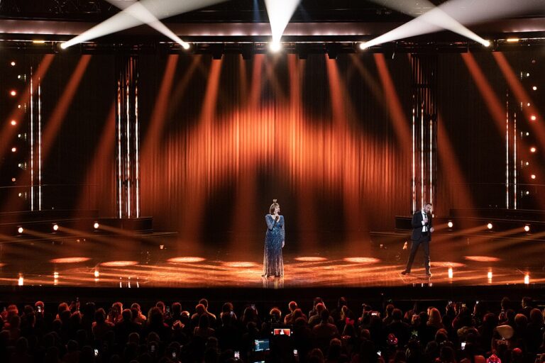 Måns Zelmerlöw with Lill Lindfors at Melodifestivalen 2020 in Eskilstuna